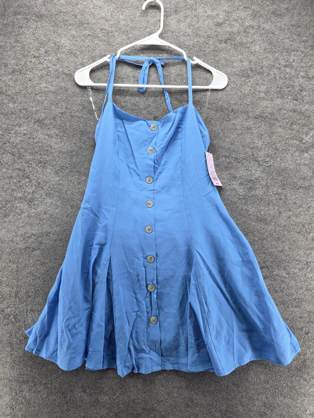 Wild Fable Dress Womens S Blue Fit & Flare Sundress Sweetheart Button Lined